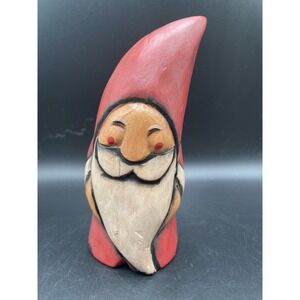 Hand Carved Wood Folk Art Artisan Hand Painted Santa Claus Figure